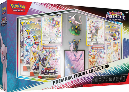 Pokémon TCG Scarlet & Violet 8.5 Prismatic Evolutions Premium Figure Collection Box.